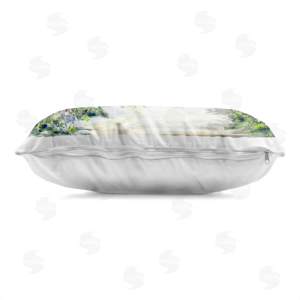 Sally Swatland Sunlit Dune Path To Ocean Indoor Plush Polyester Lumbar Pillow Zipper Detail
