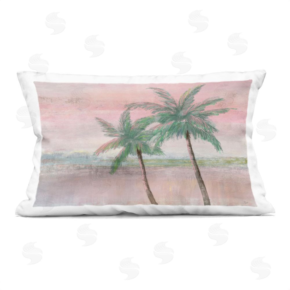 Nan Sunset Palms at Dusk Indoor Plush Polyester Lumbar Pillow