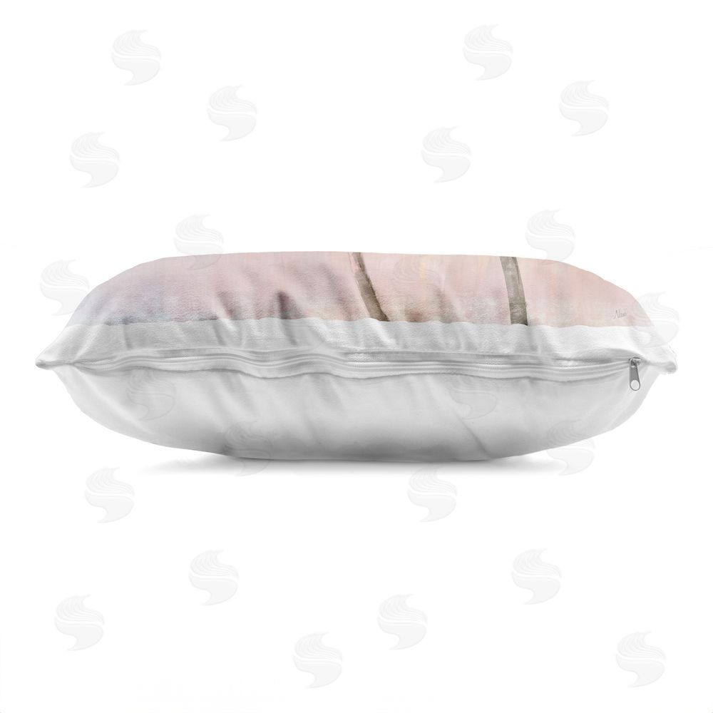 Nan Sunset Palms at Dusk Indoor Plush Polyester Lumbar Pillow Zipper Detail