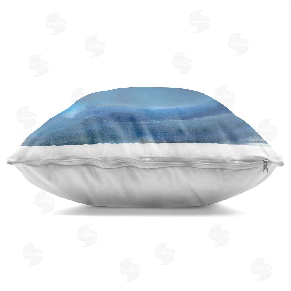 Susan Jill Calm Expanse of Ocean Waves Indoor Plush Polyester Square Throw Pillow Zipper Detail