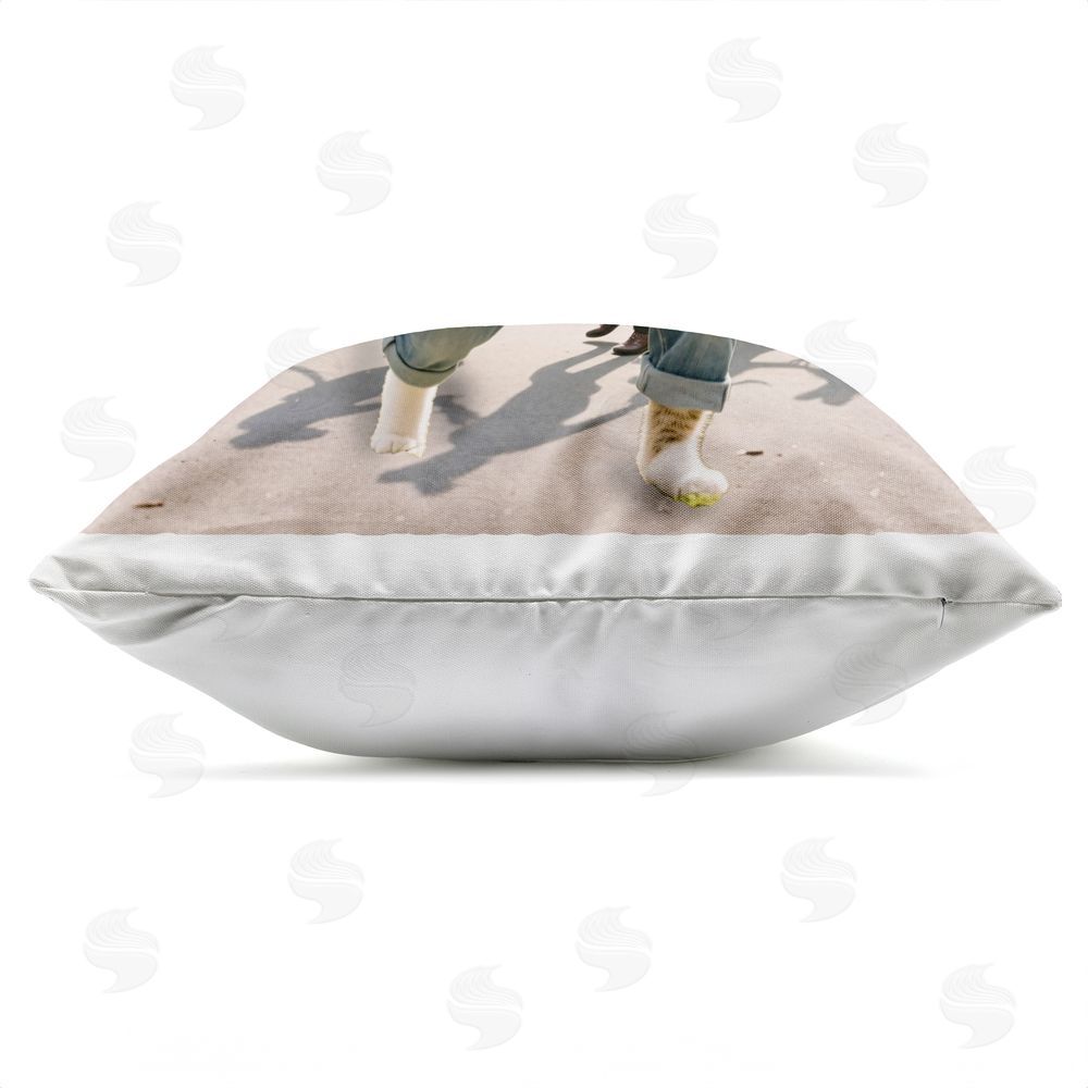 CAD Designs Stylish Cat Dancing in Park Outdoor Quick-Dry Polyester Square Throw Pillow Zipper Detail