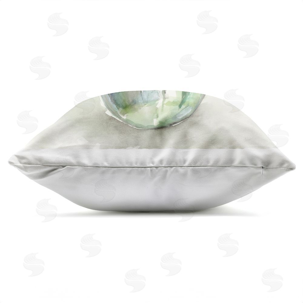 Nan Blue Tulip Watercolor Bouquet Outdoor Quick-Dry Polyester Square Throw Pillow Zipper Detail