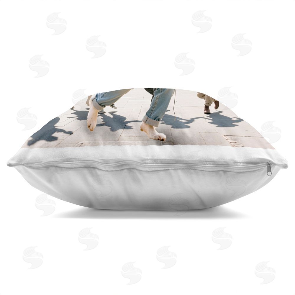 CAD Designs Stylish Dog Dancing in Park Indoor Plush Polyester Square Throw Pillow Zipper Detail