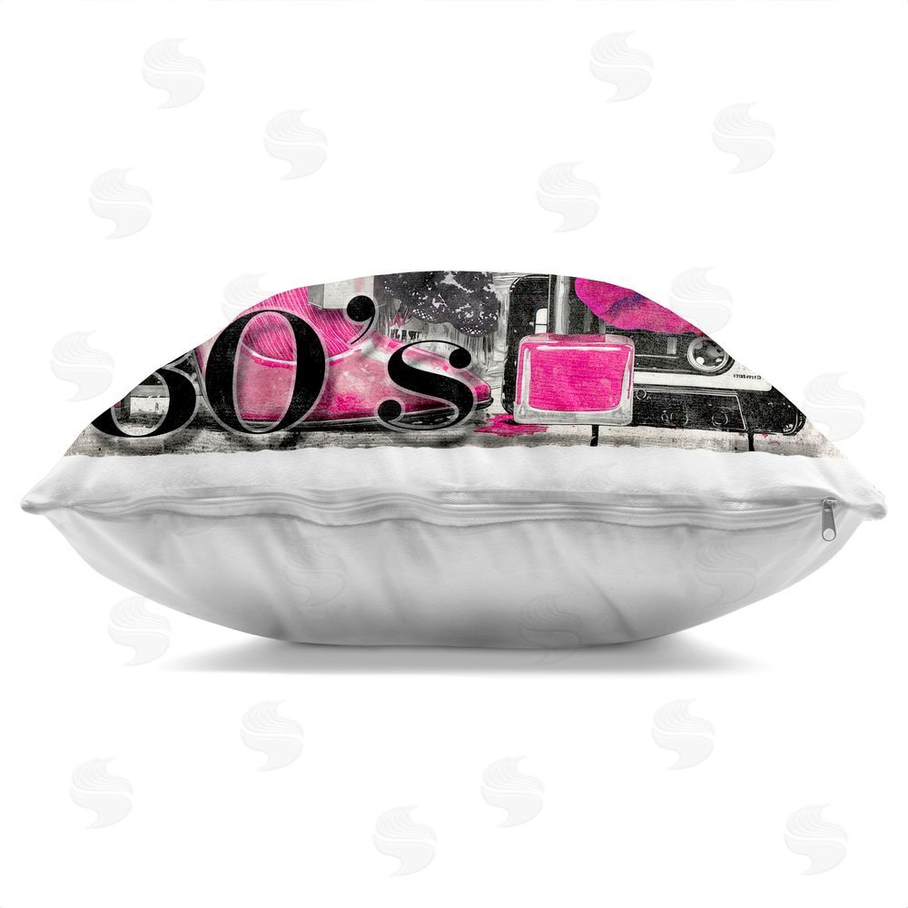 Annabelle Hall Neon Lips & 80's Glamour Indoor Plush Polyester Square Throw Pillow Zipper Detail
