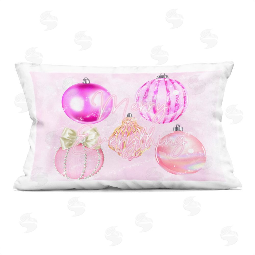 Ziwei Li Merry Everything Pink Baubles Indoor Plush Polyester Lumbar Pillow