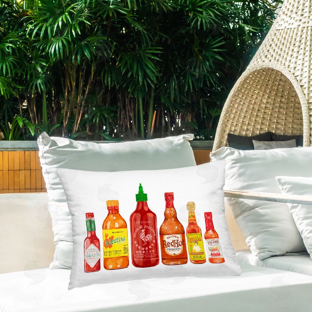 Ziwei Li Hot Sauce Bottle Collection Outdoor Quick-Dry Polyester Printed Lumbar Pillow on Patio