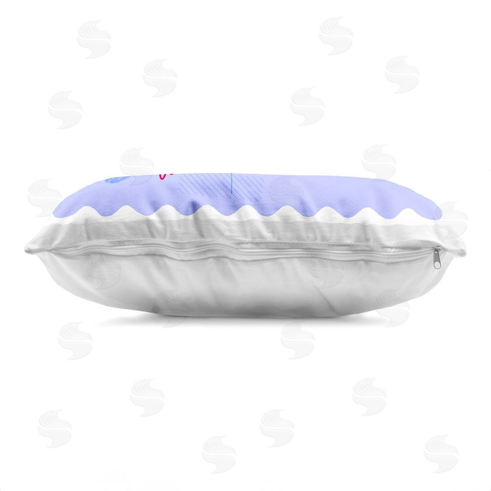 Ziwei Li Wish You Were Here Postcard Indoor Plush Polyester Lumbar Pillow Zipper Detail