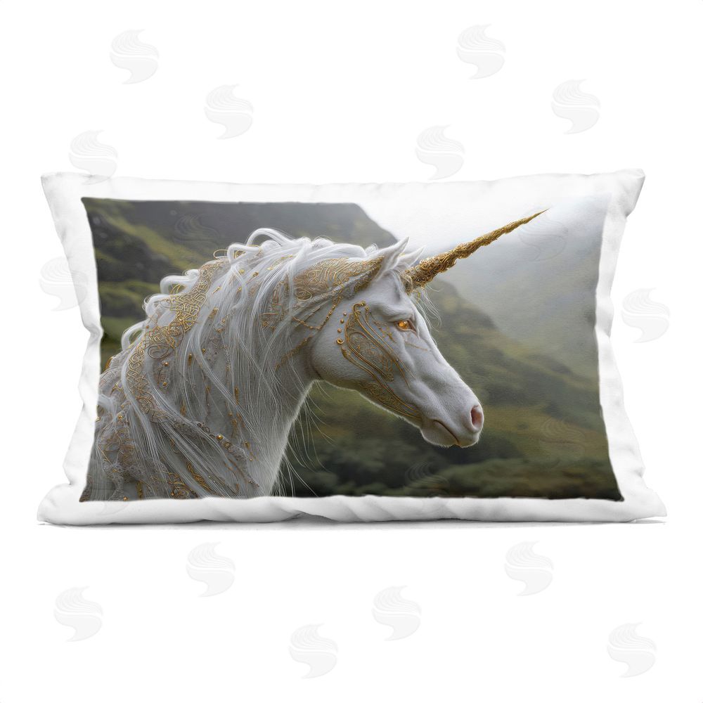 The Wands Want Ornate Celtic Unicorn Indoor Plush Polyester Lumbar Pillow