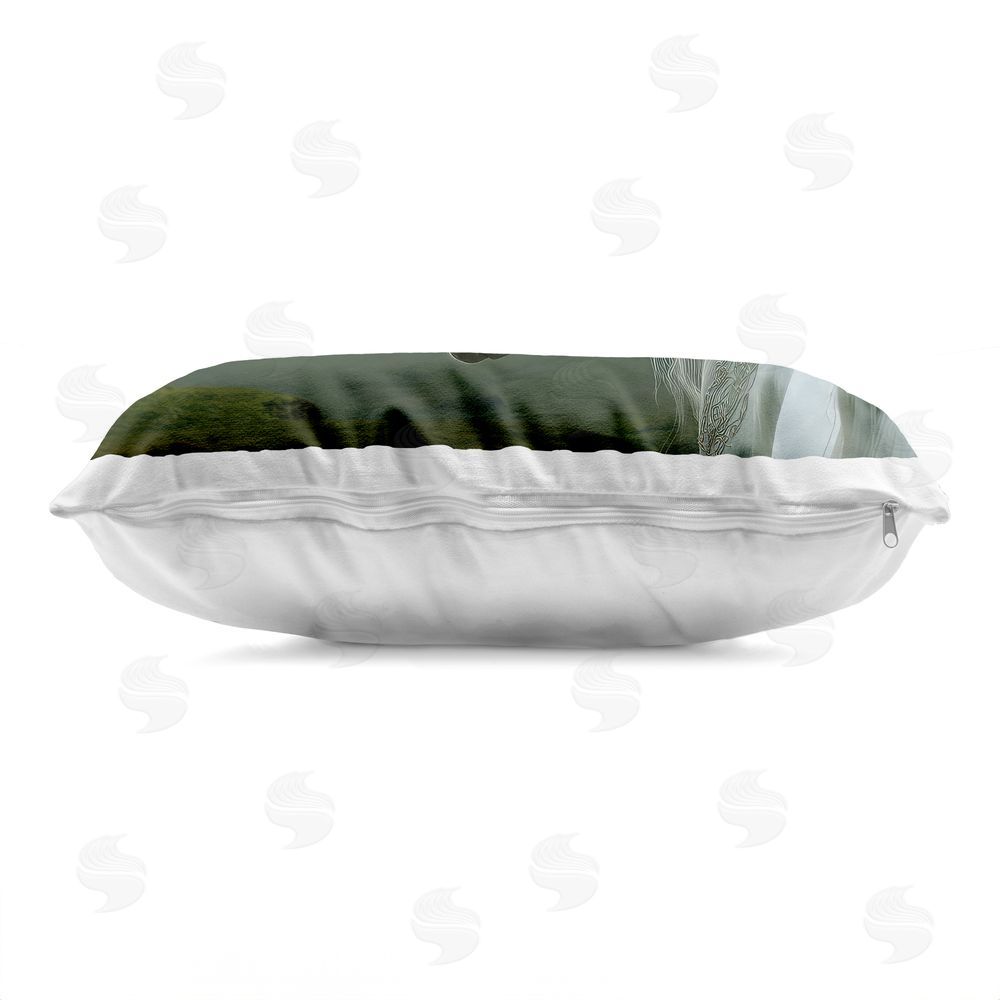 The Wands Want Dreamy Celtic Unicorn Indoor Plush Polyester Lumbar Pillow Zipper Detail