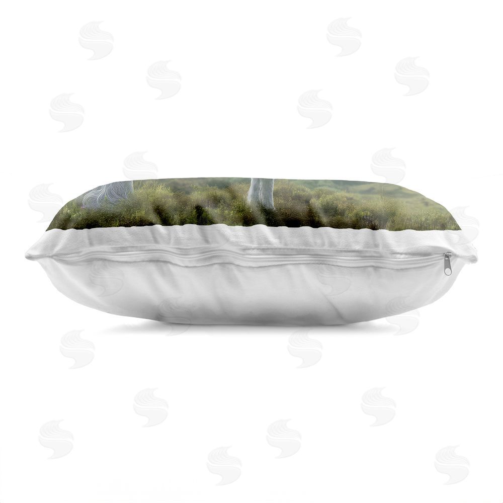 The Wands Want Elegant Celtic Unicorn Indoor Plush Polyester Lumbar Pillow Zipper Detail
