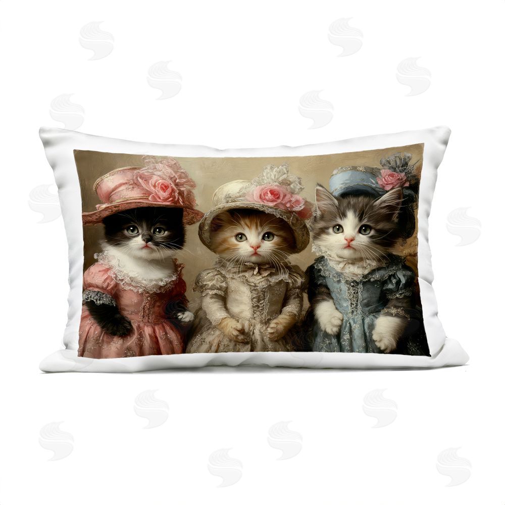 The Wands Want Vintage Dress Cats Outdoor Quick-Dry Polyester Lumbar Pillow
