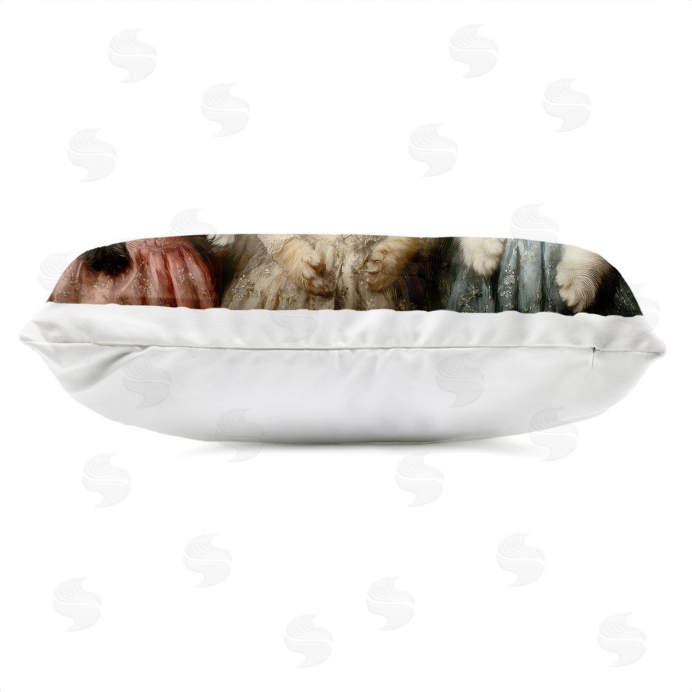 The Wands Want Vintage Dress Cats Outdoor Quick-Dry Polyester Lumbar Pillow Zipper Detail