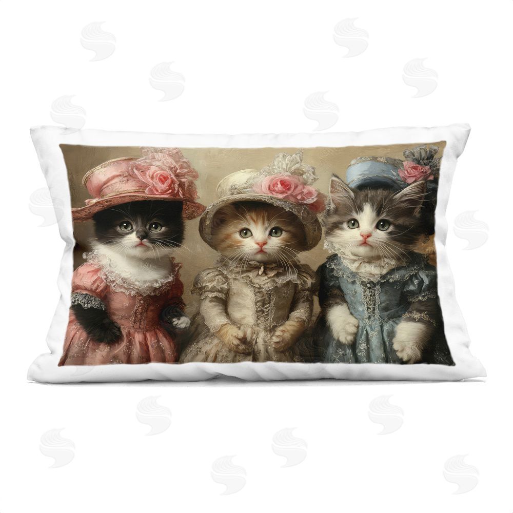 The Wands Want Vintage Dress Cats Indoor Plush Polyester Lumbar Pillow