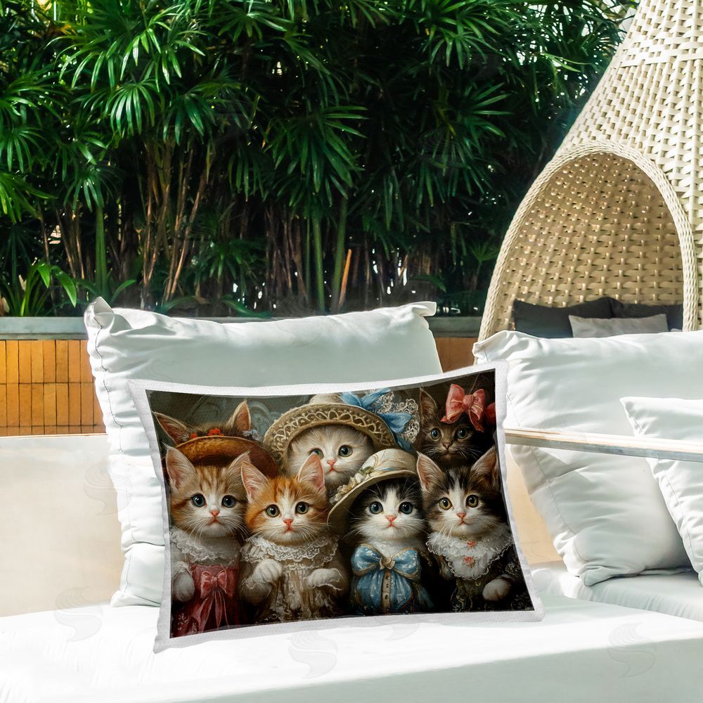 The Wands Want Fashionable Vintage Cats Outdoor Quick-Dry Polyester Printed Lumbar Pillow on Patio