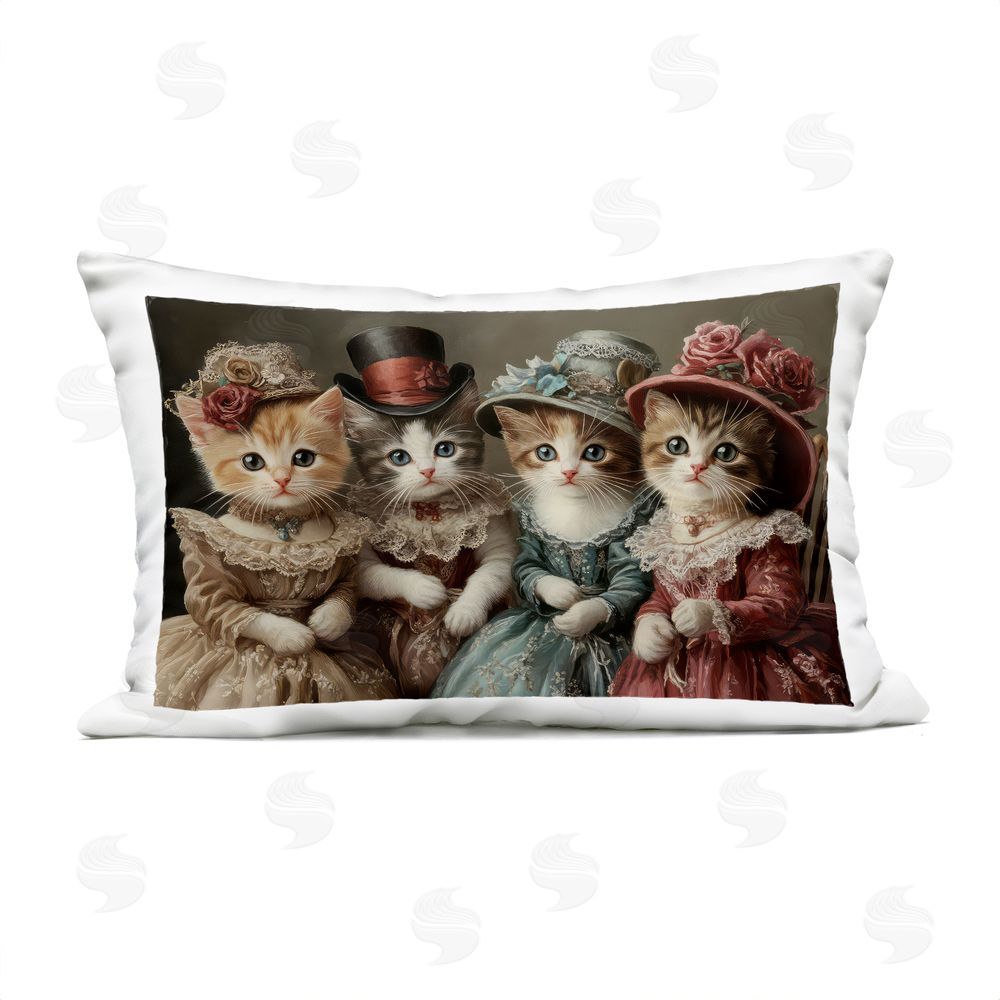 The Wands Want Vintage Dress Kittens Outdoor Quick-Dry Polyester Lumbar Pillow
