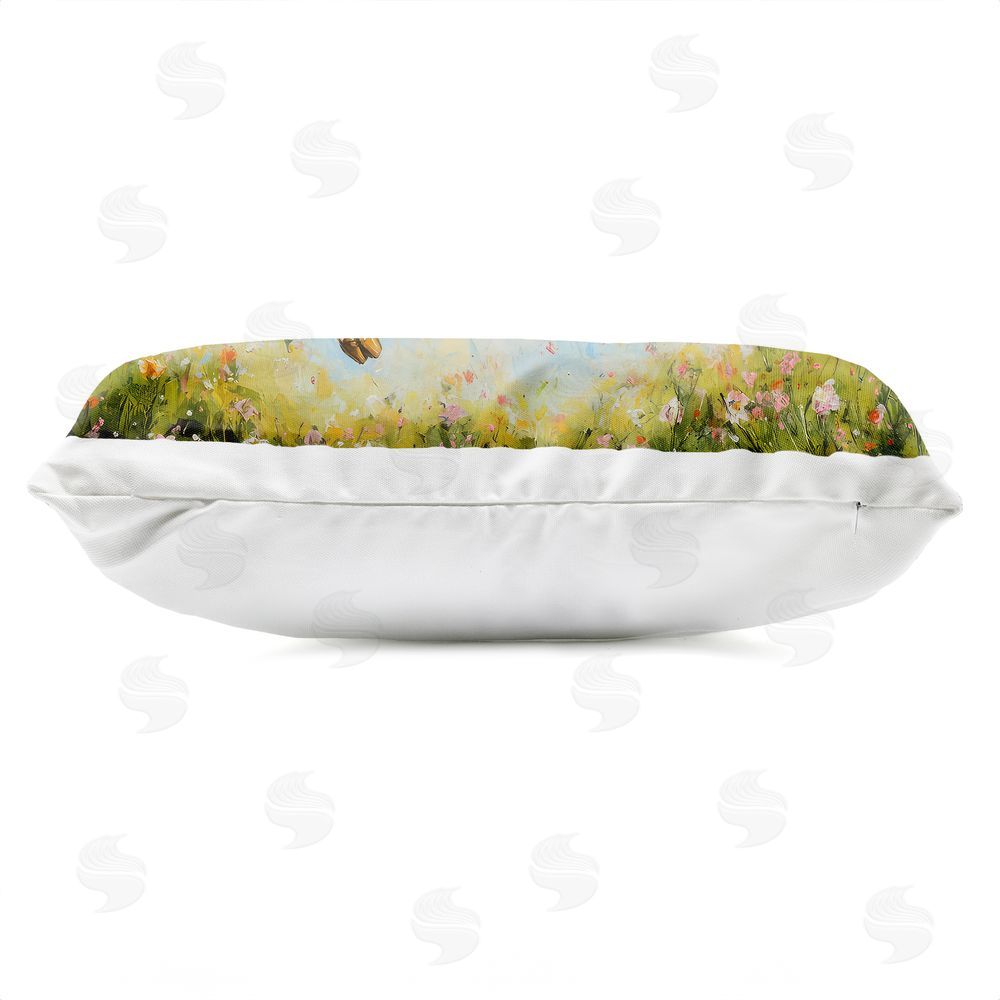 The Wands Want Flying Pigs & Flowers Outdoor Quick-Dry Polyester Lumbar Pillow Zipper Detail