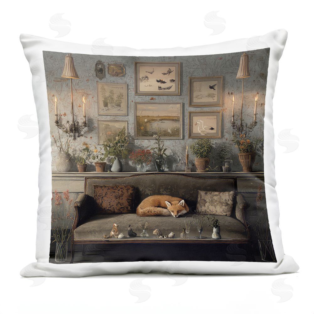 The Wands Want Fox on Antique Sofa Outdoor Quick-Dry Polyester Square Throw Pillow