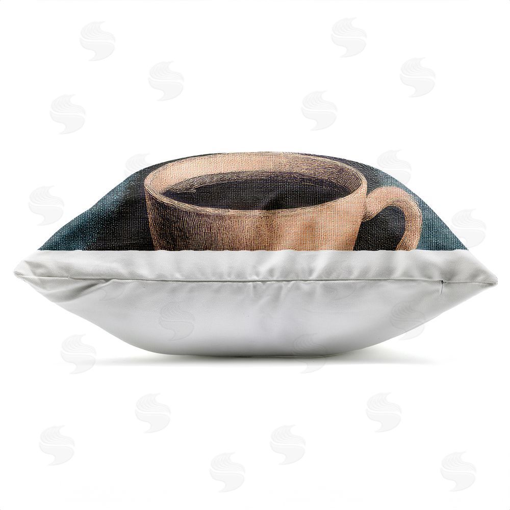 The Wands Want Grumpy Cow & Coffee Outdoor Quick-Dry Polyester Square Throw Pillow Zipper Detail