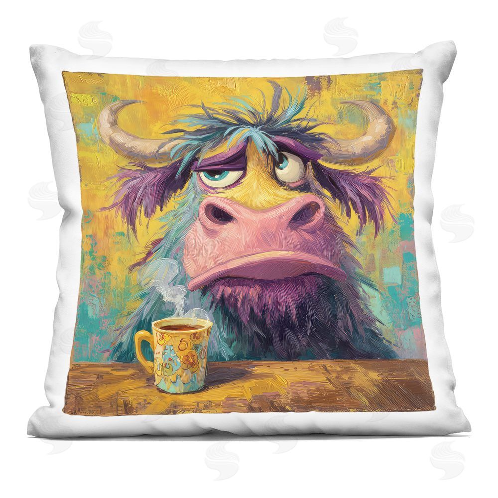 The Wands Want Grumpy Cow & Mug Indoor Plush Polyester Square Throw Pillow