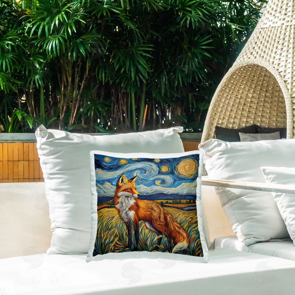 The Wands Want Swirling Impressionist Fox Outdoor Quick-Dry Polyester Printed Square Pillow on Patio