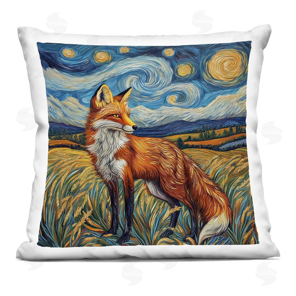 The Wands Want Swirling Impressionist Fox Indoor Plush Polyester Square Throw Pillow