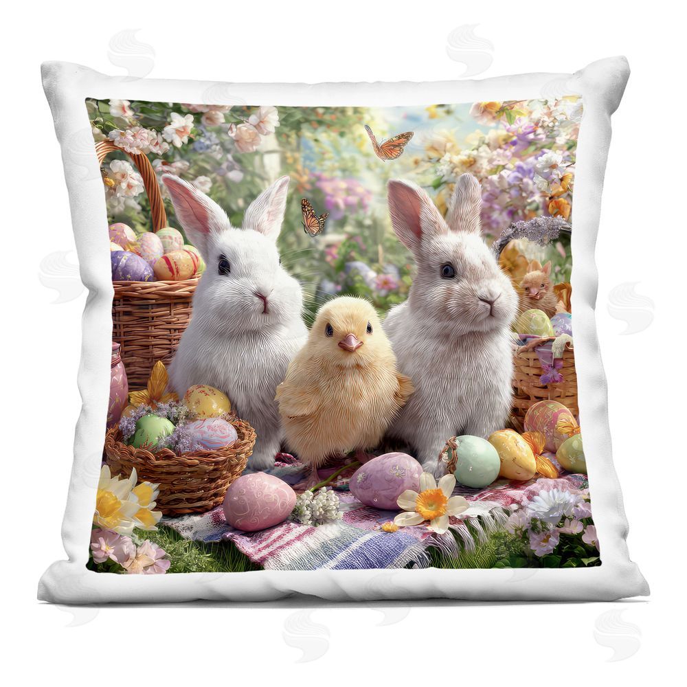 The Wands Want Easter Animals & Eggs Indoor Plush Polyester Square Throw Pillow