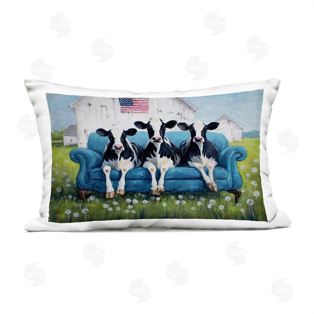 Tina LeCour Barnyard Sofa Sisters Outdoor Quick-Dry Polyester Lumbar Pillow