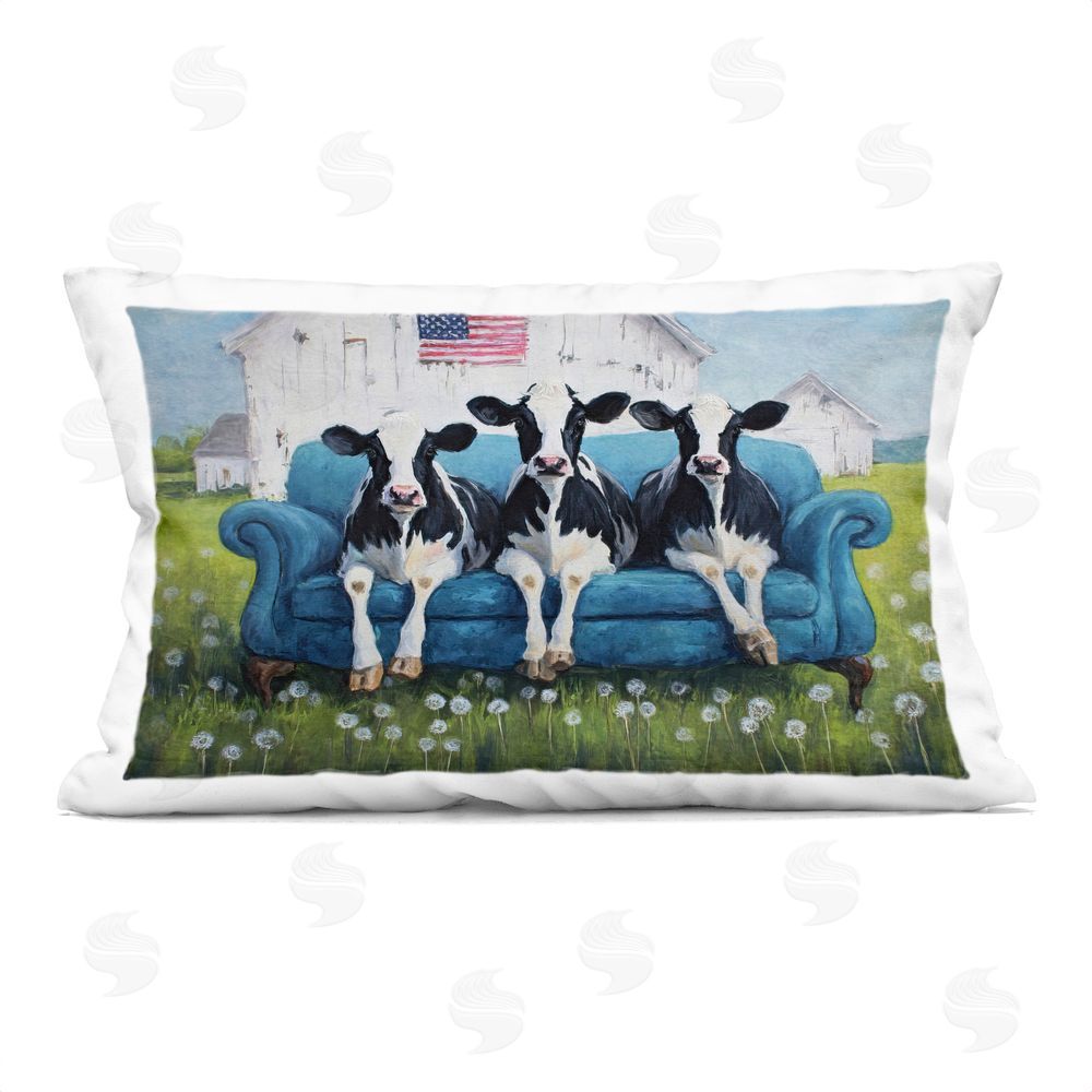 Tina LeCour Barnyard Sofa Sisters Indoor Plush Polyester Lumbar Pillow