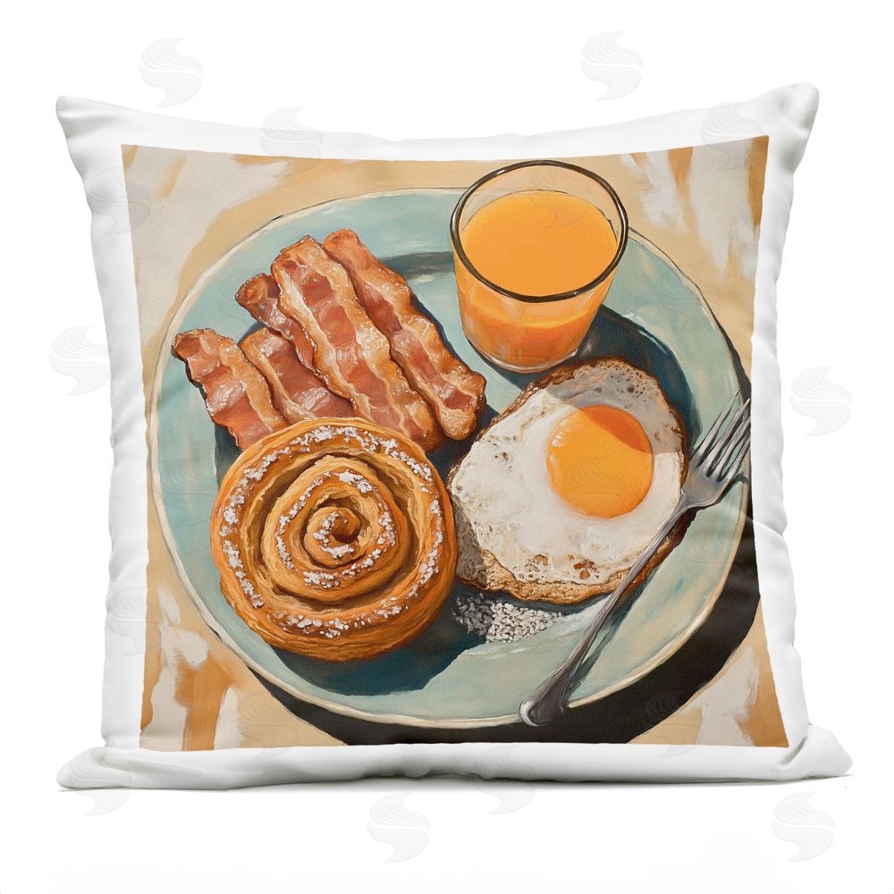 Tina LeCour Cinnamon Roll Breakfast Outdoor Quick-Dry Polyester Square Throw Pillow