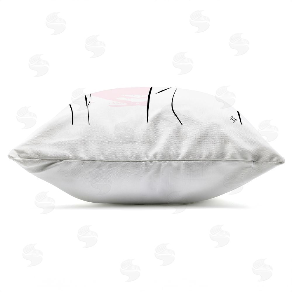 Martina Pavlova Applying Lipstick Girl Outdoor Quick-Dry Polyester Square Throw Pillow Zipper Detail