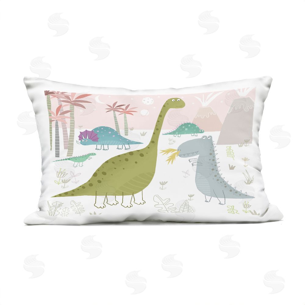 Carla Daly Earthy Jurassic Dinosaurs Outdoor Quick-Dry Polyester Lumbar Pillow