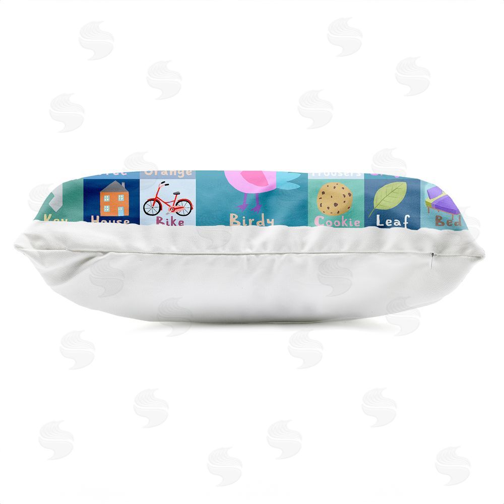Carla Daly Blue First Words Outdoor Quick-Dry Polyester Lumbar Pillow Zipper Detail
