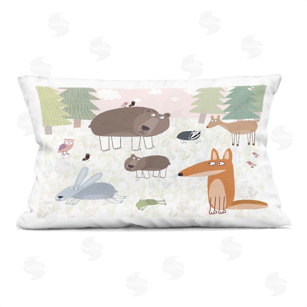 Carla Daly Forest Animals Out and About Indoor Plush Polyester Lumbar Pillow