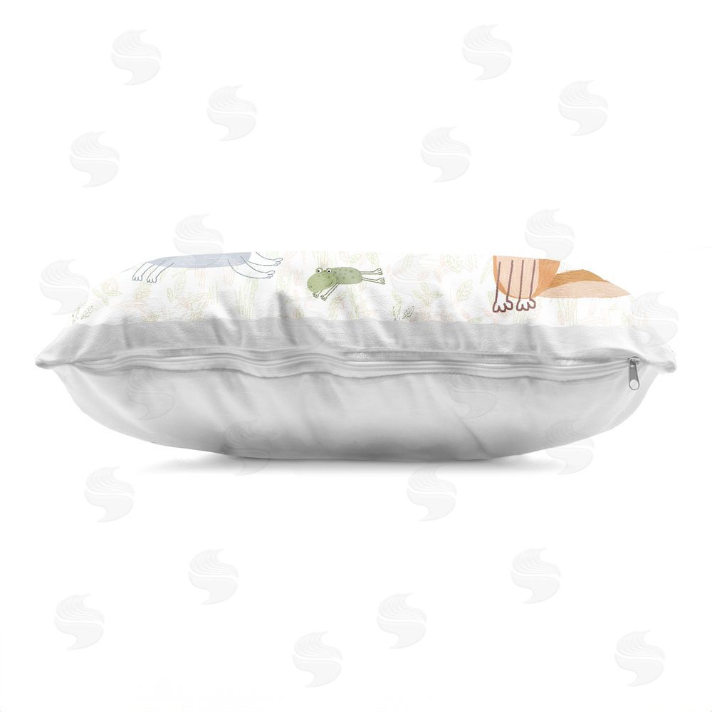 Carla Daly Forest Animals Out and About Indoor Plush Polyester Lumbar Pillow Zipper Detail