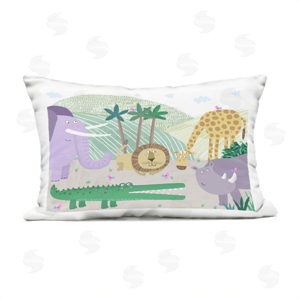 Carla Daly Jungle Savannah Animals Outdoor Quick-Dry Polyester Lumbar Pillow