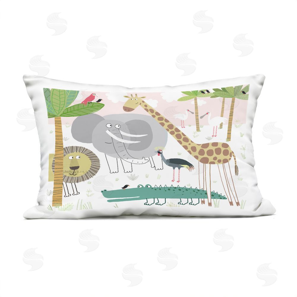 Carla Daly Safari Animals Out and About Outdoor Quick-Dry Polyester Lumbar Pillow