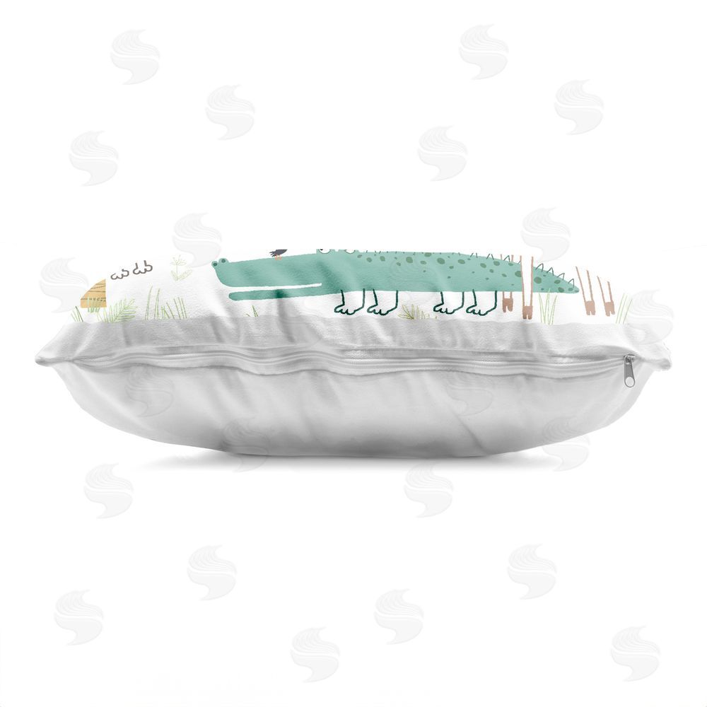 Carla Daly Safari Animals Out and About Indoor Plush Polyester Lumbar Pillow Zipper Detail