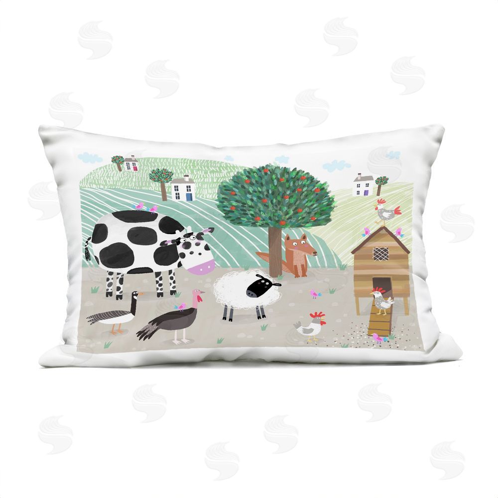 Carla Daly Down At The Farm Outdoor Quick-Dry Polyester Lumbar Pillow