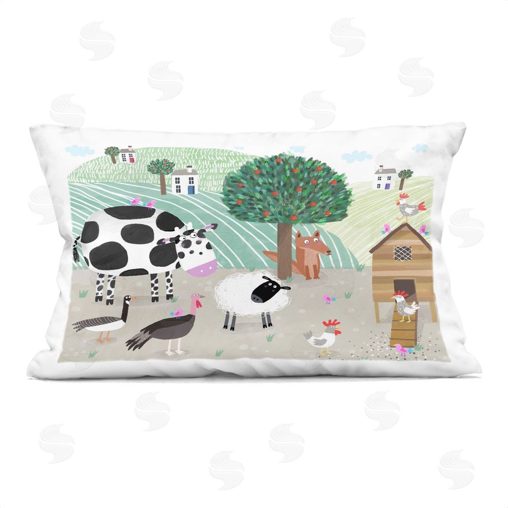 Carla Daly Down At The Farm Indoor Plush Polyester Lumbar Pillow