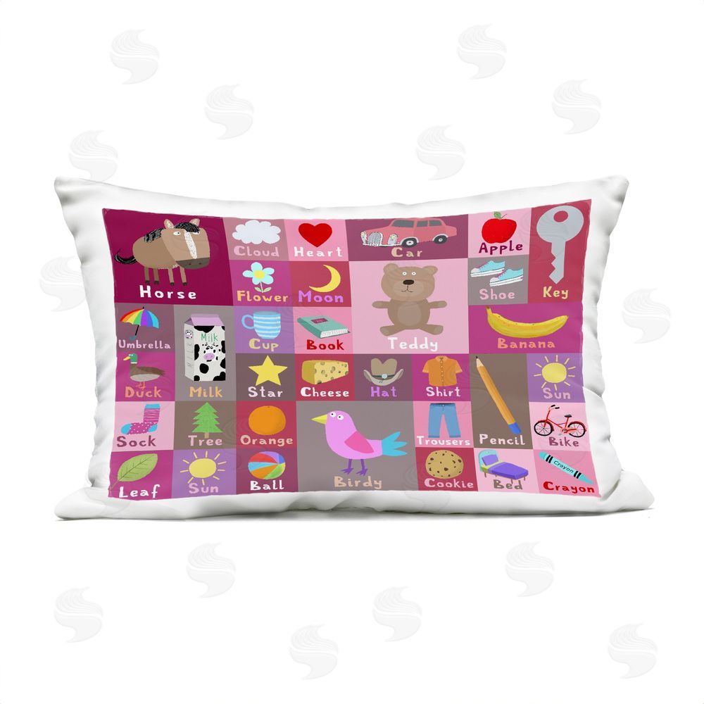 Carla Daly Pink First Words Outdoor Quick-Dry Polyester Lumbar Pillow
