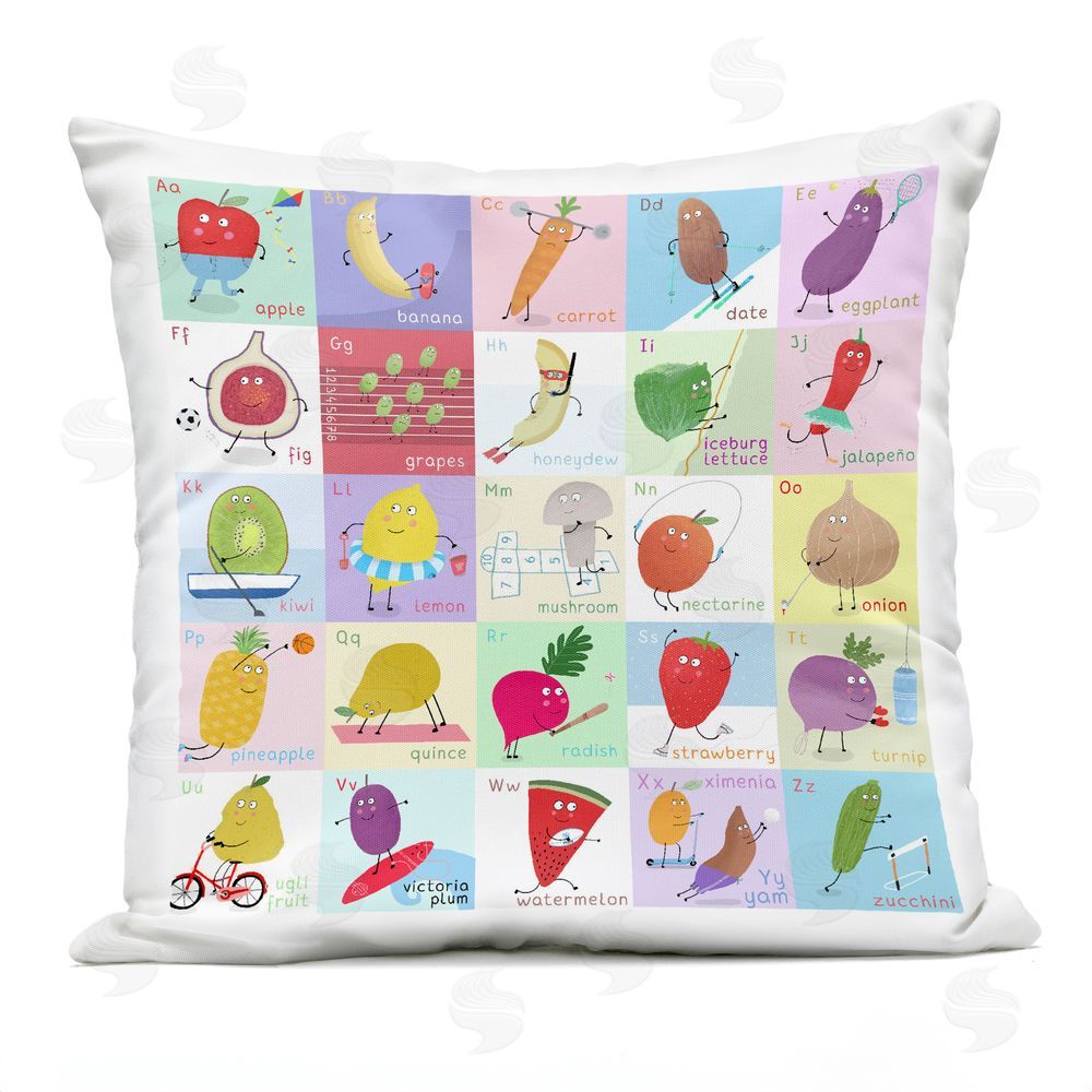 Carla Daly Sporty Fruit Educational Outdoor Quick-Dry Polyester Square Throw Pillow