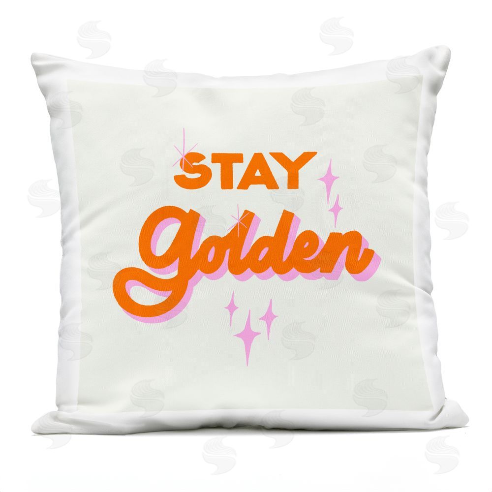 Indira Prieto | IndySign Stay Golden Retro Letters Outdoor Quick-Dry Polyester Square Throw Pillow