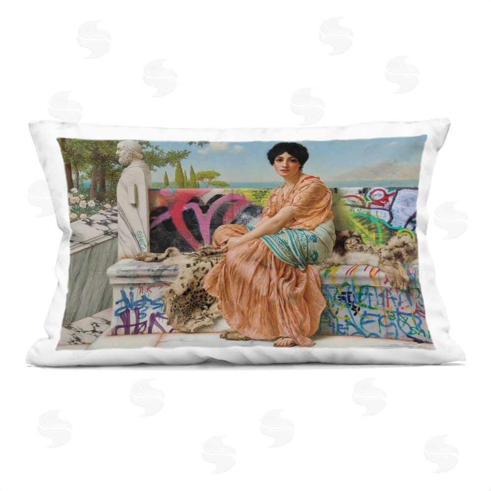 Mary Urban Mediterranean Reverie with Graffiti Indoor Plush Polyester Lumbar Pillow