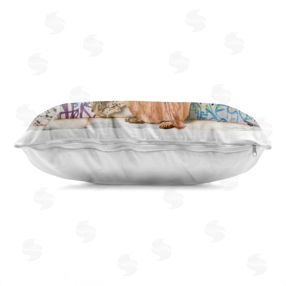 Mary Urban Mediterranean Reverie with Graffiti Indoor Plush Polyester Lumbar Pillow Zipper Detail