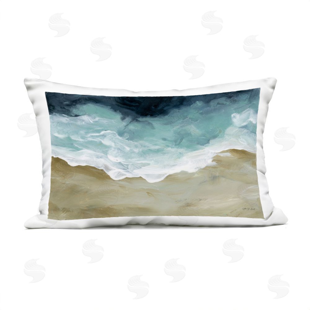 Yvette St. Amant Moody Beachscape Foam Shore Outdoor Quick-Dry Polyester Lumbar Pillow