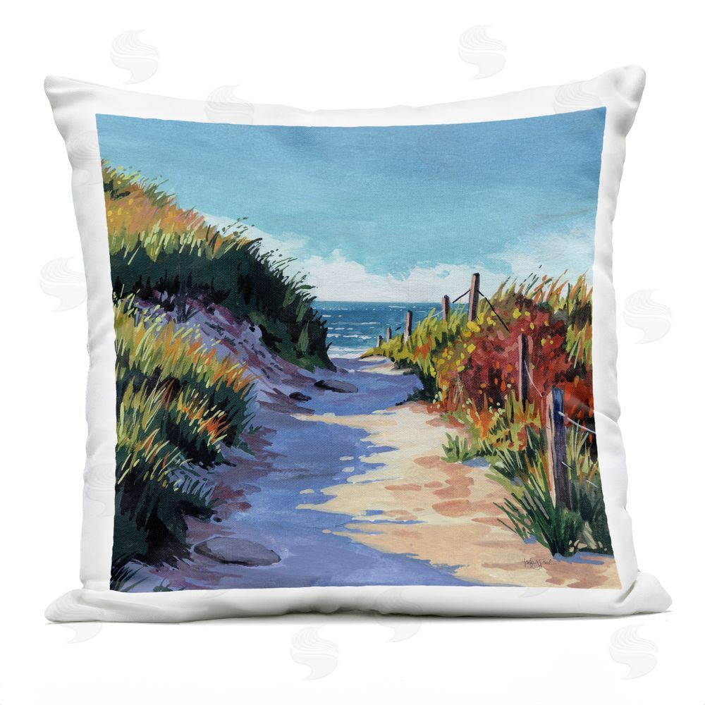 Kate Jarvik Birch Breezy Beach Pathway Outdoor Quick-Dry Polyester Square Throw Pillow
