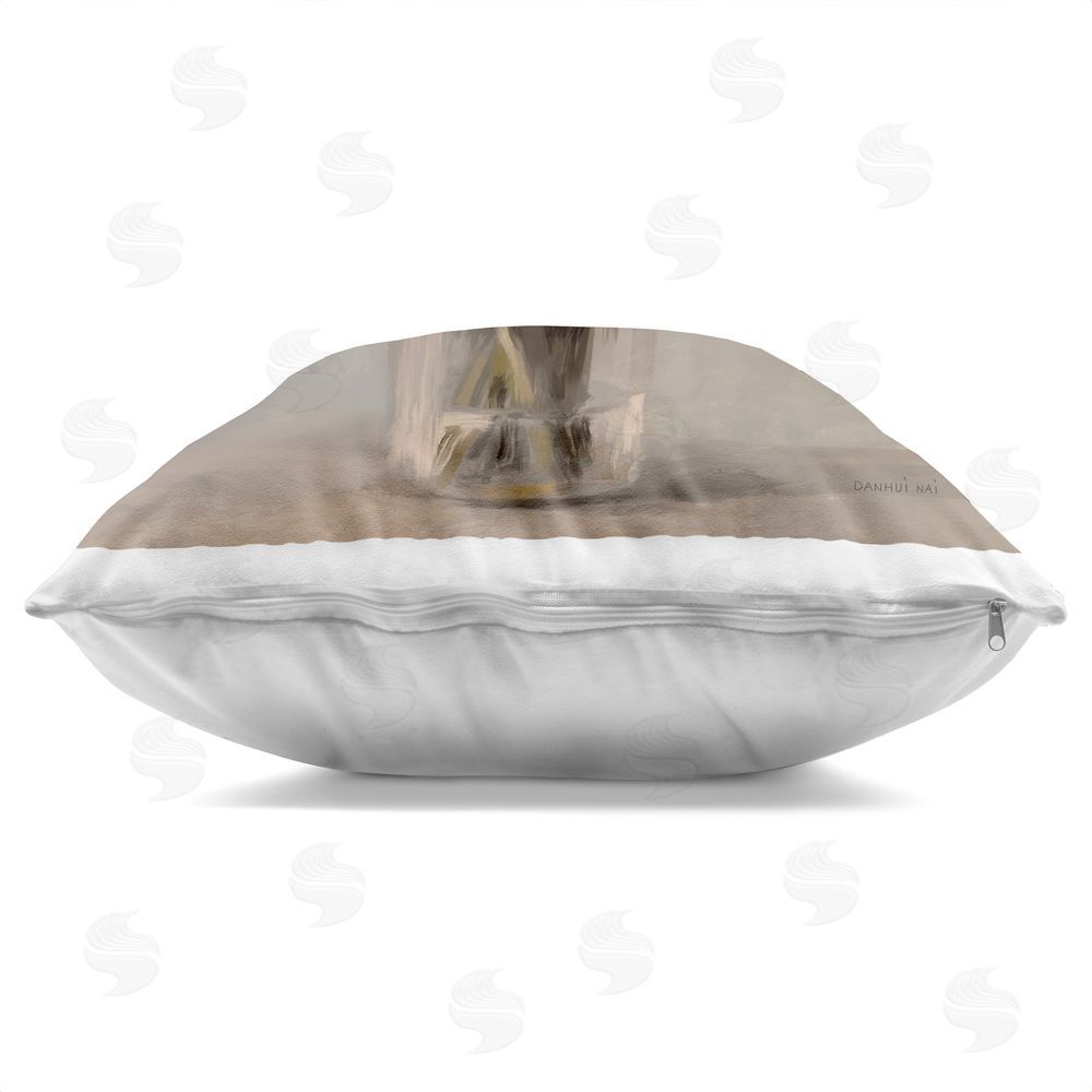 Danhui Nai Painterly White Roses in Vase Indoor Plush Polyester Square Throw Pillow Zipper Detail