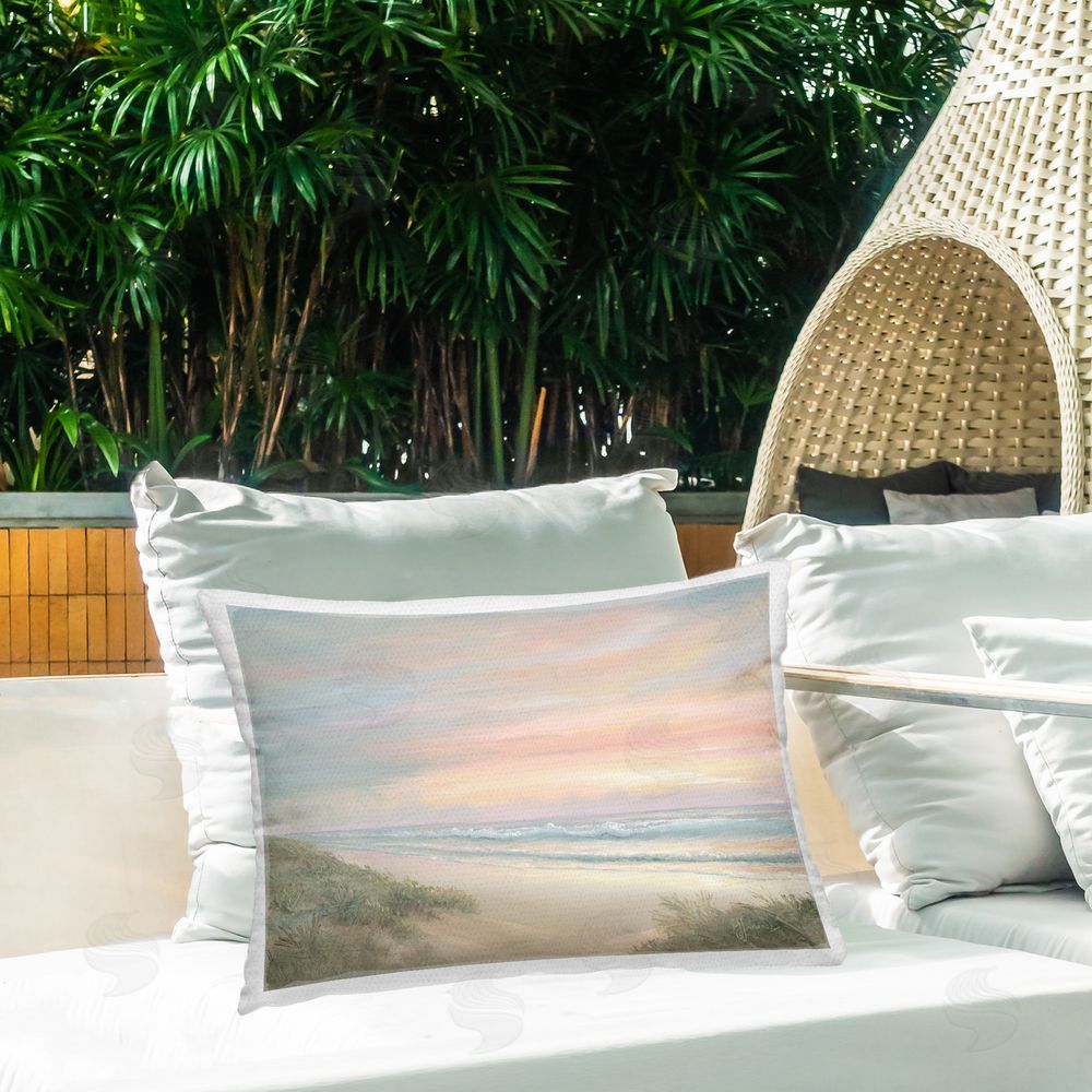Georgia Janisse Calm Of The Morning Outdoor Quick-Dry Polyester Printed Lumbar Pillow on Patio