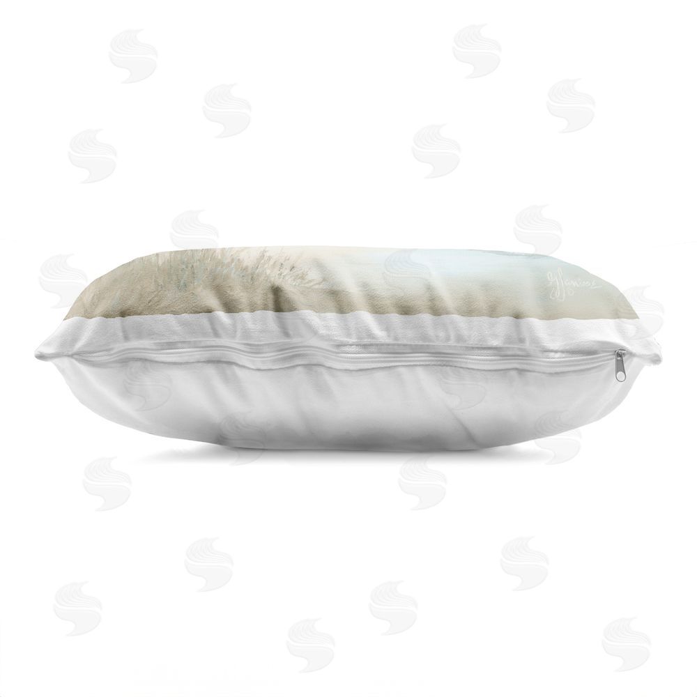 Georgia Janisse Stormy Surf Beach View Indoor Plush Polyester Lumbar Pillow Zipper Detail