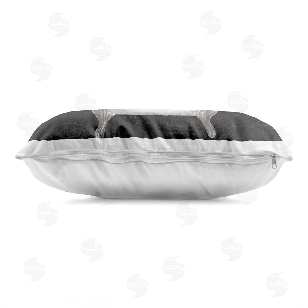 Masey St. Studios Floral Bath Time Cow Indoor Plush Polyester Lumbar Pillow Zipper Detail